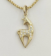 Load image into Gallery viewer, Alpaca or Llama Crescent Pendant with Pave Set Diamonds