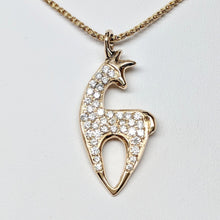 Load image into Gallery viewer, Alpaca or Llama Crescent Pendant with Pave Set Diamonds