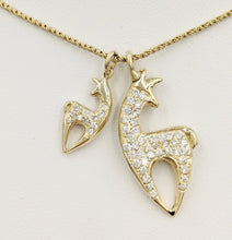 Load image into Gallery viewer, Alpaca or Llama Crescent Pendant with Pave Set Diamonds