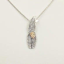 Load image into Gallery viewer, Llama Swoosh Tush Pendant - View from behind  Sterling Silver Llama with a 14K Rose Gold tail that actually moves
