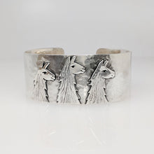 Load image into Gallery viewer, Llama Tri-Head Cuff  Bracelet Sterling Silver