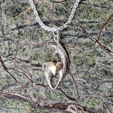 Load image into Gallery viewer, Alpaca or Llama Spirit Crescent Pendant with Heart Accent