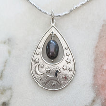 Load image into Gallery viewer, Alpaca or Llama Celestial Spirit Teardrop Pendant with Pearl