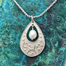 Load image into Gallery viewer, Alpaca or Llama Celestial Spirit Teardrop Pendant with Pearl
