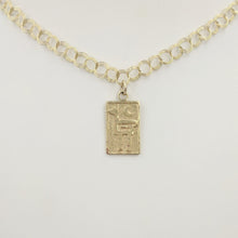 Load image into Gallery viewer, Alpaca or Llama Petroglyph Charms  tiny size with moon  hammered texture  14K Yellow Gold