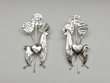 Load image into Gallery viewer, Custom Llama Earrings with 3 Balloons each and Heart Accents - Sterling Silver on Posts