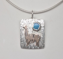 Load image into Gallery viewer, Custom Pendant - Sterling Silver with 14K Rose Gold Animal and Organic Turquoise Gemstone Accent 