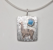 Load image into Gallery viewer, Custom Pendant - Sterling Silver with 14K Rose Gold Animal and Organic Turquoise Gemstone Accent