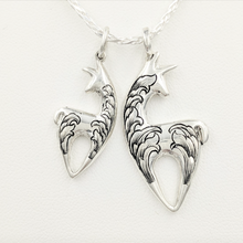 Load image into Gallery viewer, Two sizes of Hand Engraved Spirit Crescent Pendants - Sterling Silver