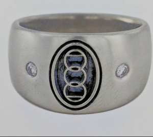 Custom Ring with Farm or Ranch Logo - 14K  White Gold with Diamond accents
