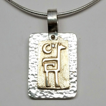 Load image into Gallery viewer, Custom Petroglyph Pendant with Moon - Sterling Silver with 14K Yellow Gold and a Diamond Accent - Stirrup Bale