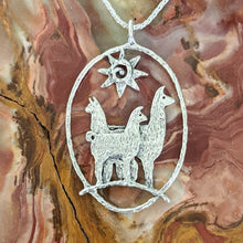 Load image into Gallery viewer, Alpaca Huacaya and Llama Tri- Herd Oval Pendant