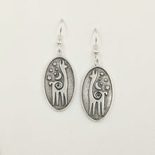 Load image into Gallery viewer, Alpaca or Llama Celestial Oval Earrings - Smooth rims Sterling silver on French wires