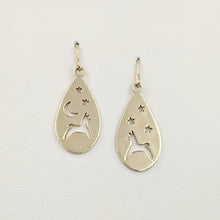 Load image into Gallery viewer, Alpaca or Llama Celestial Teardrop Earrings  smooth finish on French wires 14K Yellow Gold 