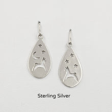 Load image into Gallery viewer, Alpaca or Llama Celestial Teardrop Earrings  smooth finish on French wires Sterling Silver