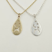 Load image into Gallery viewer, Alpaca or Llama Celestial Teardrop Pendants smooth finish  Sterling Silver  14K Yellow Gold