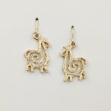 Load image into Gallery viewer, Alpaca or Llama Compact Spiral Earrings - French Wires; 14K Yellow Gold