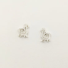 Load image into Gallery viewer, Alpaca or Llama Compact Spiral Earrings - Posts; Sterling Silver