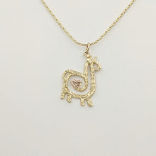Load image into Gallery viewer, Alpaca or Llama Compact Spiral with Heart - 14K Yellow Gold with 14K Rose Gold accent. 