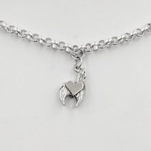 Load image into Gallery viewer, Sterling silver crescent charm with sterling silver heart accent.
