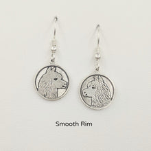 Load image into Gallery viewer, Alpaca Huycaya Head Coin Earrings - Sterling Silver with Smooth Rims on French wires