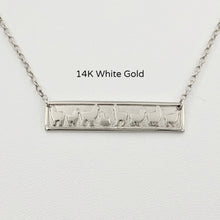 Load image into Gallery viewer, Alpaca Huacaya Herd Line Bar Necklace -  14K White Gold