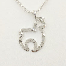 Load image into Gallery viewer, Alpaca Huacaya Open Silhouette Pendant -  hammered finish sterling silver