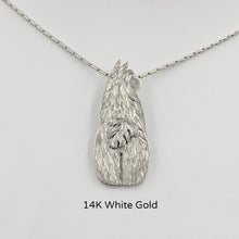 Load image into Gallery viewer, Alpaca Huacaya Swoosh Tush Pendant - View from the back; tail actually moves - 14K White Gold Alpaca 