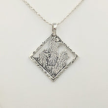 Load image into Gallery viewer, Alpaca Huacaya Tri-Head Pendant - Diamond shape with decorative stamped rim