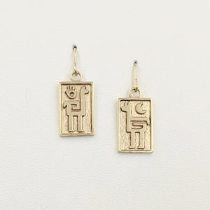 Alpaca or Llama Petroglyph Earrings  smooth texture   French wires  14K Yellow Gold