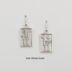 Alpaca or Llama Petroglyph Earrings  smooth texture   French wires  14K White  Gold