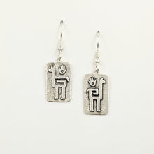 Load image into Gallery viewer, Alpaca or Llama Quechua Petroglyph Earrings  - Sterling Silver satin finish on French wires 