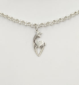 Alpaca or Llama Spirit Crescent Charm with Heart Accent - Sterling Silver 
