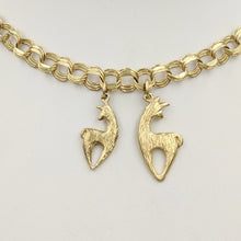 Load image into Gallery viewer, 2 sizes of the Alpaca or Llama Spirit Crescent Charms with a fiber finish. - 14K Yellow Gold