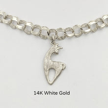 Load image into Gallery viewer,  Alpaca or Llama Spirit Crescent Charm with a fiber finish. - 14K White Gold