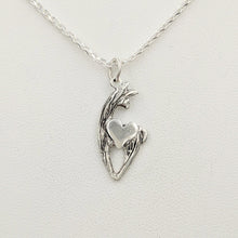 Load image into Gallery viewer, Alpaca or Llama Spirit Crescent Pendants with Heart Accent - Sterling Silver Animal with Sterling Silver heart accent