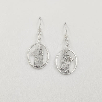 Alpaca Suri Head Open View Earrings - Sterling Silver on French Wires