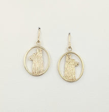 Load image into Gallery viewer, Alpaca Suri Head Open View Earrings - 14K Yellow Gold on French Wires