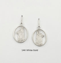 Load image into Gallery viewer, Alpaca Suri Head Open View Earrings - 14K White Gold on French Wires