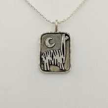 Load image into Gallery viewer, Alpaca Suri Network Pendant with moon accent hammered rim  Sterling Silver