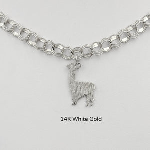 Alpaca Suri or Llama Silhouette Charm  14K White Gold