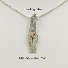 Load image into Gallery viewer, Sterling Silver Alpaca Suri Pendant viewed from the back Sterling Silver Suri with a 14K Yellow Gold tail, that actually moves