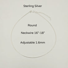 Load image into Gallery viewer, Sterling Adjustable Round Neckwire  16&quot;-18&quot;  Sterling Silver