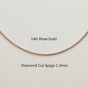 14K Rose Gold Diamond Cut Spiga Chain 1.2mm