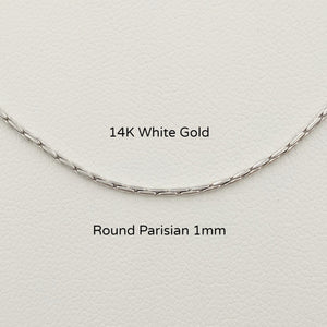 14K White Gold Round Parisian Chain 1mm