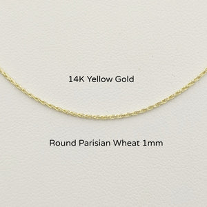 14K Yellow Gold Round Parisian Chain 1mm