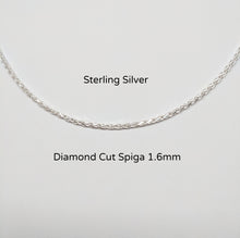 Load image into Gallery viewer, Sterling Silver Diamond Cut Spiga Chain - 1.6mm