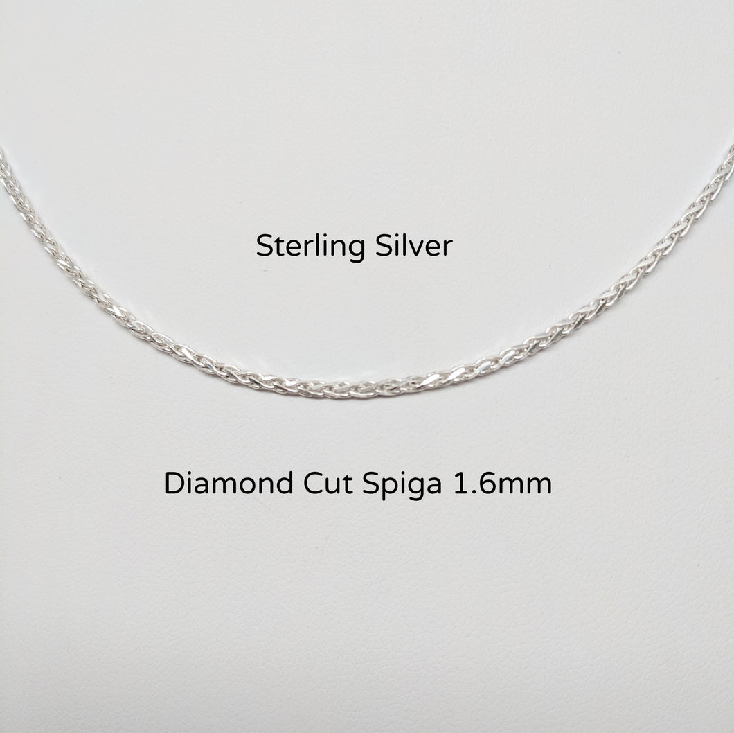 Sterling Silver Diamond Cut Spiga Chain - 1.6mm