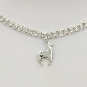 Alpaca Huacaya hand-made Sterling silver crescent shaped charm with a gender accent stamp; shiny finish