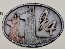 Load image into Gallery viewer, Custom Belt Buckls with Farm or Ranch Logo - Sterling Silver with 14K Yellow and Rose Gold Accents